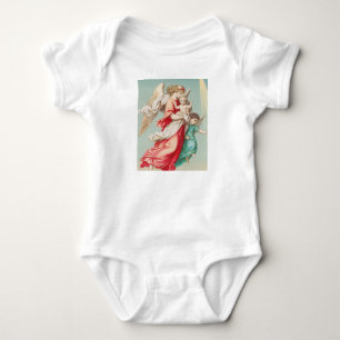 Zwei Engel tragen ein kleines Kind Baby Strampler