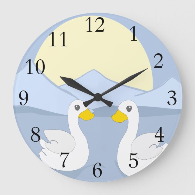 Zwei Enten Große Wanduhr (Vorderseite)