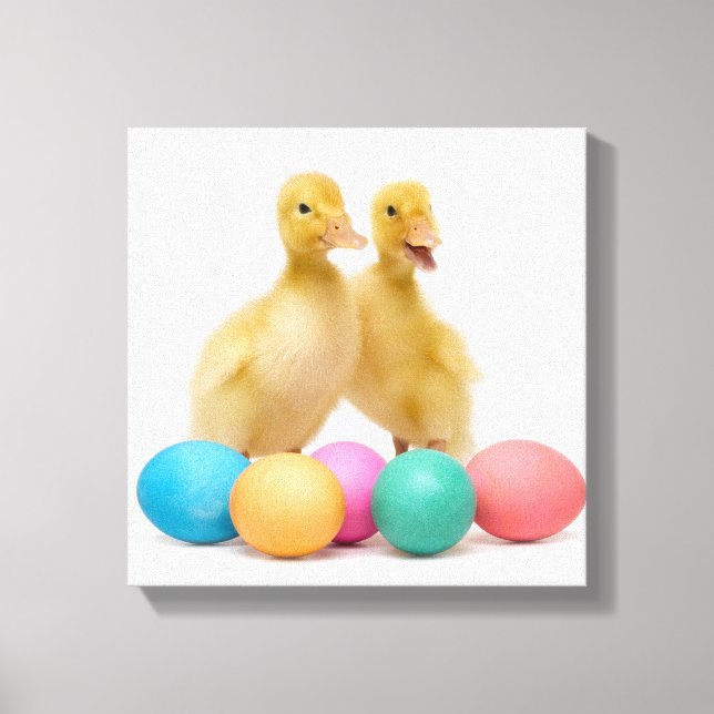 Zwei Enten mit Ostereiern Leinwanddruck (Vorderseite)