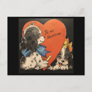 Zwei entzückende Welpen Vintage Valentinstag-Postk Postkarte