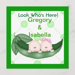 ZWEI ERBSEN EIN IN DEN HÜLSEN-BABY-MITTEILUNGEN ANKÜNDIGUNG