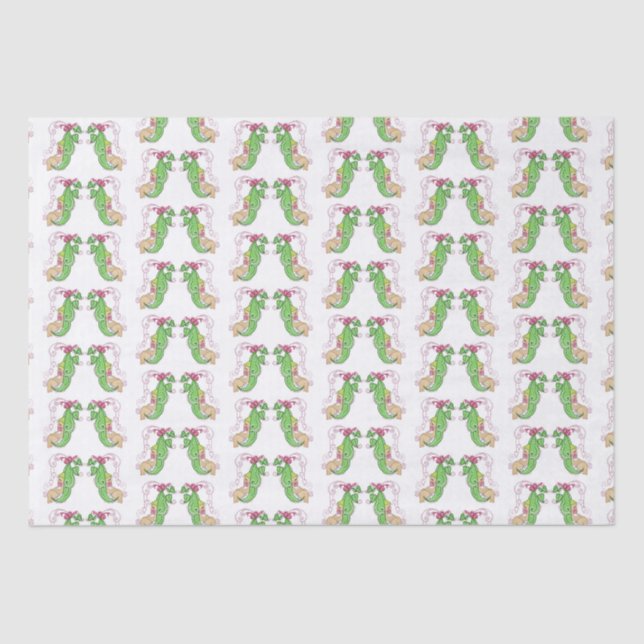 Zwei Erbsen in einem Hülsen-Seidenpapier Seidenpapier (Vorderseite)