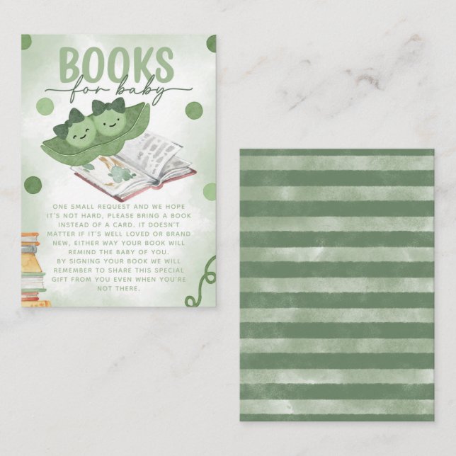 Zwei Erbsen in einem Pod-Bücher für Babydusche Begleitkarte (Vorne/Hinten)