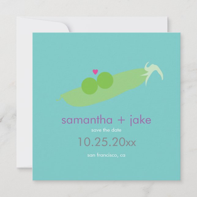Zwei Erbsen in einem Pod Save the Date (Vorderseite)