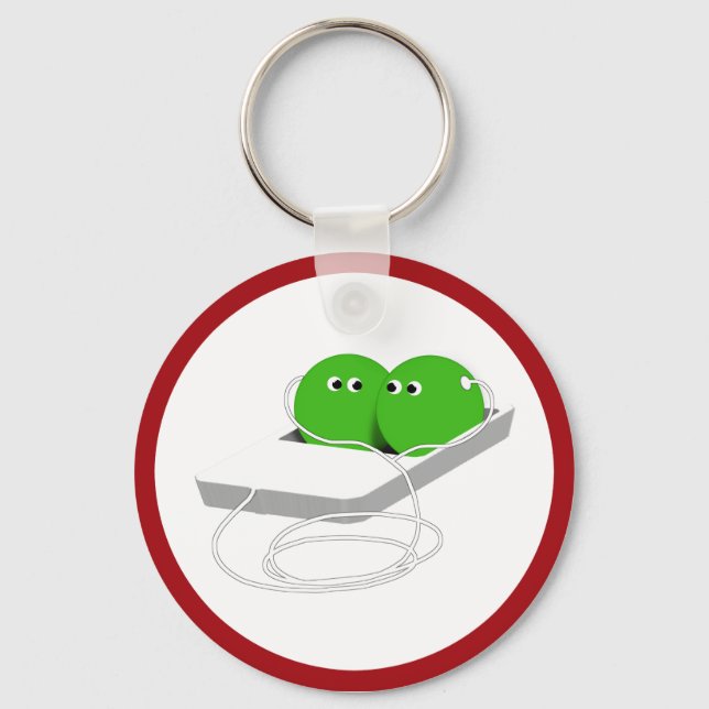 Zwei Erbsen in einem Pod Schlüsselanhänger (Vorderseite)