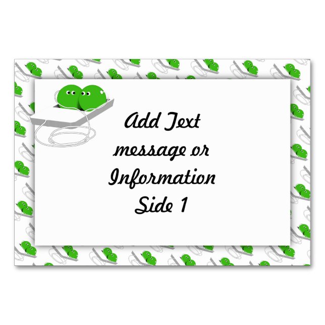 Zwei Erbsen in einem Pod (Text hinzufügen) Tischnummer (Vorderseite)