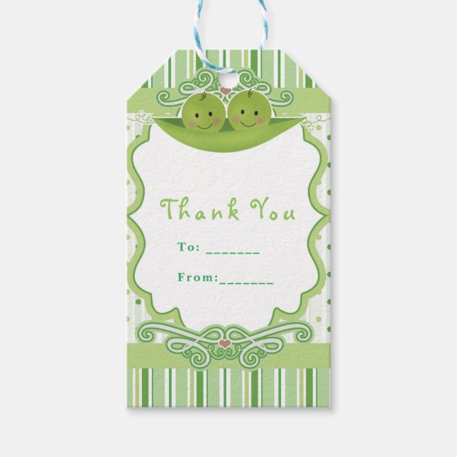 Zwei Erbsen in einem Pod Twins Baby ShowGastgesche Geschenkanhänger (Vorderseite)