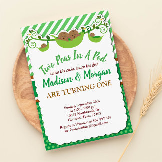 Zwei Erbsen in einem Pod - Zwillinge zum Geburtsta Einladung