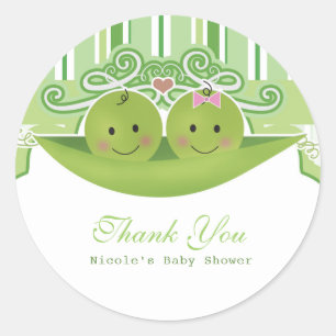 Zwei Erbsen in einer Hülse Zwillings-Baby Shower P Runder Aufkleber