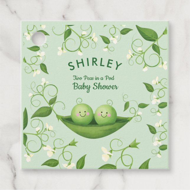 Zwei Erbsen in einer neutralen Twins-Dusche des Po Geschenkanhänger (Vorderseite)