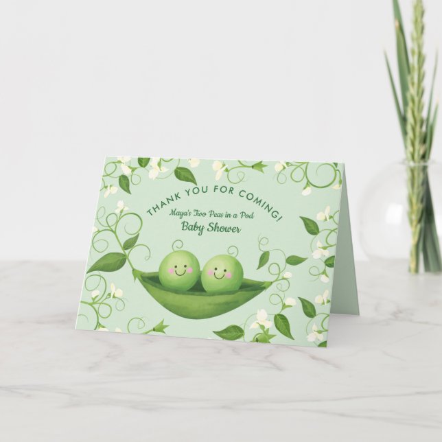 Zwei Erbsen in einer Pod-Baby-Dusche Dankeskarte (Vorderseite)