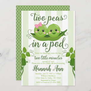Zwei Erbsen in einer Pod Baby Dusche Einladung süß