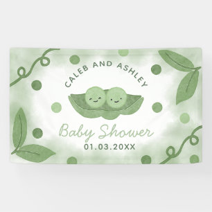 Zwei Erbsen in einer Pod-Twin-Boys-Kinderdusche Banner