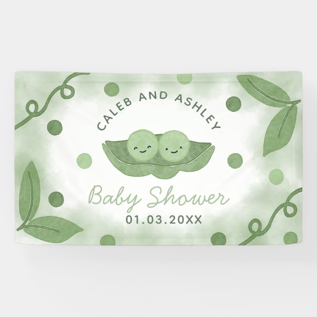 Zwei Erbsen in einer Pod-Twin-Boys-Kinderdusche Banner (Horizontal)