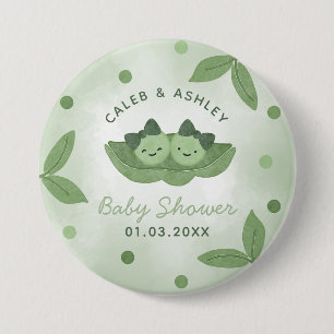Zwei Erbsen in einer Pod-Twin-Girls-Babydusche Button