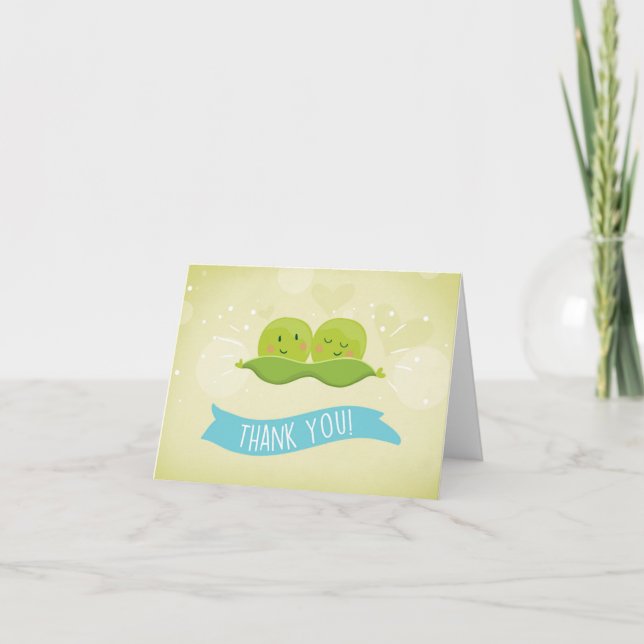 Zwei Erbsen in einer Puder Baby-Dusche Danke an di (Vorderseite)