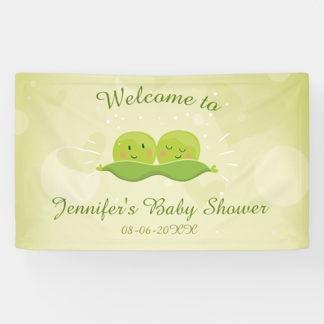 Zwei Erbsen in Pod Baby Duschbanner Twins Neutral Banner (Horizontal)
