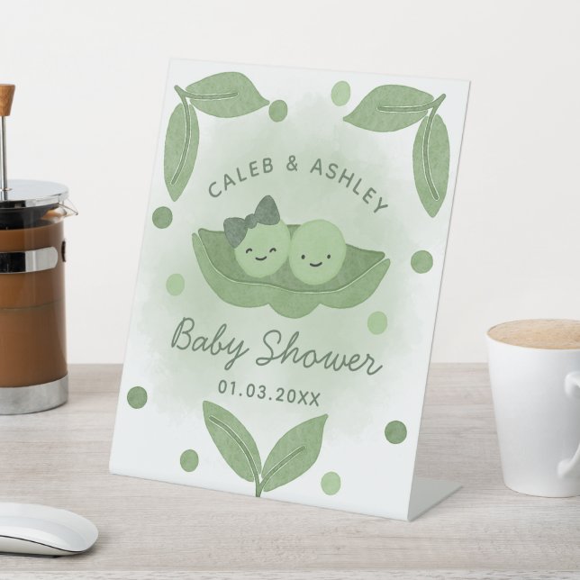 Zwei Erbsen in Pod Twin Girl Boy Babydusche Willko Sockelschild (In SItu)