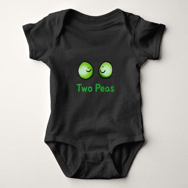Zwei Erbsen Niedlich Freundschaft Kunst Baby Strampler (Vorderseite)