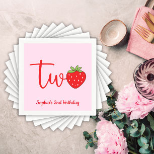 Zwei Erdbeeren Geburtstag Serviette