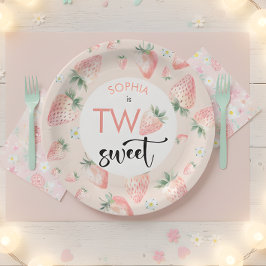 Zwei Erdbeeren-Kindergeburtstag Pappteller