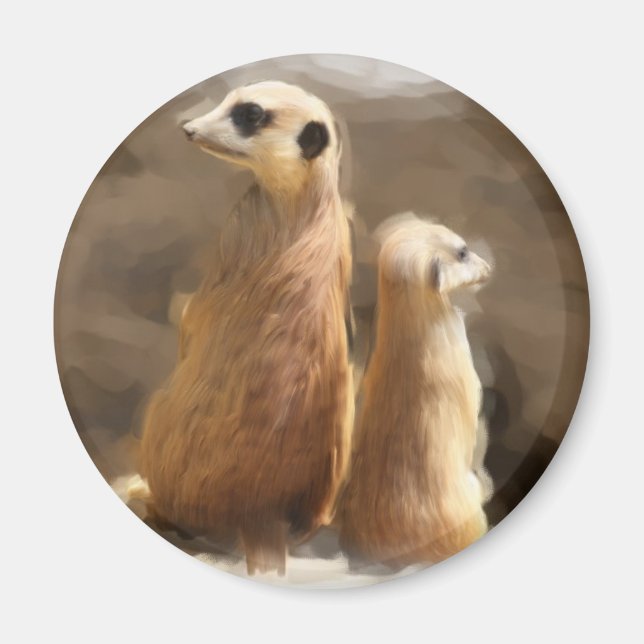 Zwei Erdmaennchen Magnet (Vorne)