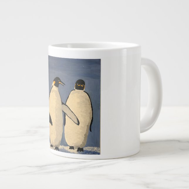 Zwei erwachsene Kaiserpinguine sprechen Jumbo-Tasse (Vorderseite Rechts)