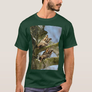 Zwei Eulen im Wald, Vögel, T - Shirt wild lebender