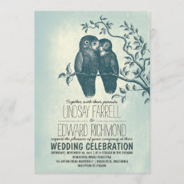 zwei Eulen in Liebe & Zweig Hochzeitseinladungen Einladung