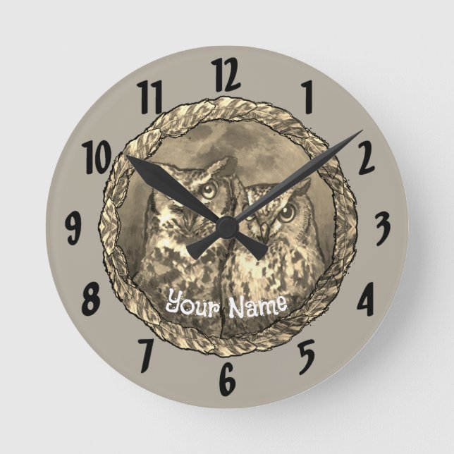 Zwei Eulen Uhr (Vorderseite)