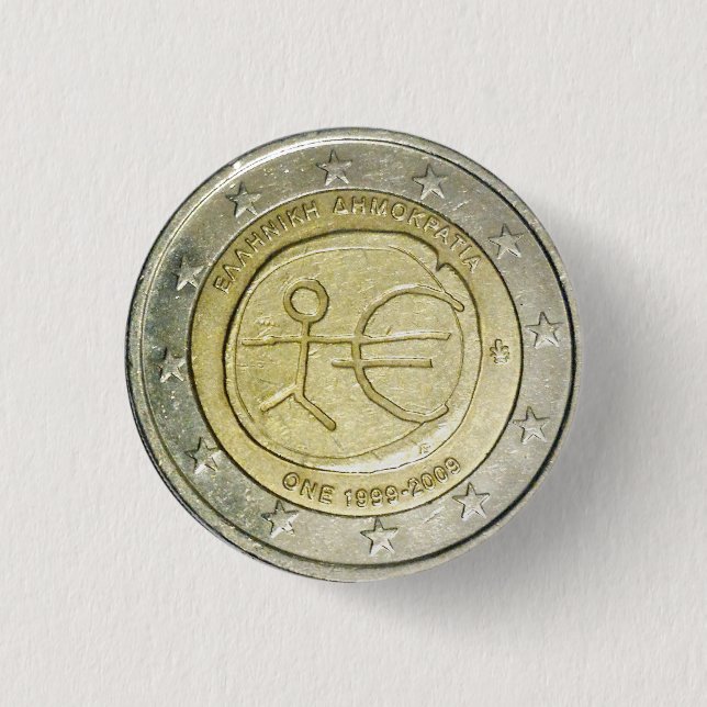 Zwei Euro-griechische Münzknopf Button (Vorderseite)
