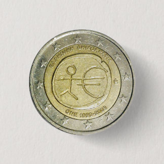 Zwei Euro-griechische Münzknopf Button