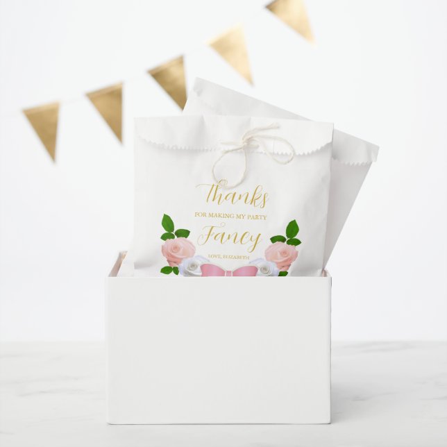 Zwei Extravagante Bow Floral Geburtstag Geschenktütchen (Party)