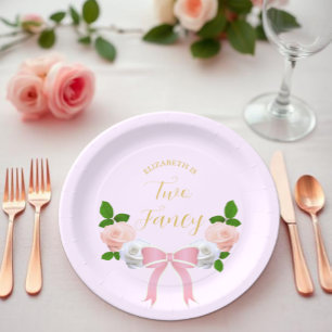 Zwei Extravagante Bow Floral Geburtstag Pappteller
