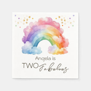 Zwei fabelhafte Regenbogen-Kindergeburtstag Serviette