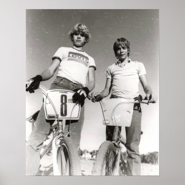 Zwei Fächer der alten Schule BMX Druck Poster (Vorne)