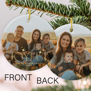 Zwei Familienfotos doppelseitige freudige Weihnach Keramik Ornament