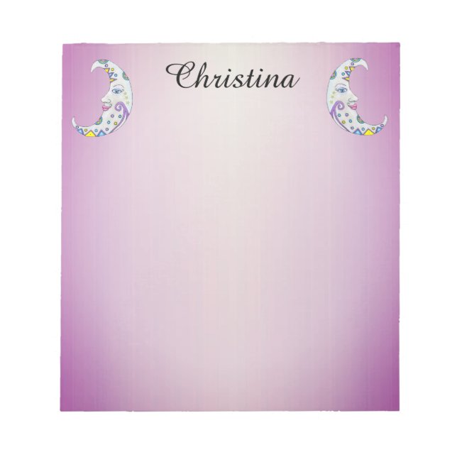 Zwei farbenfroh dekorierte Crescent Moons Notizblock (Vorderseite)