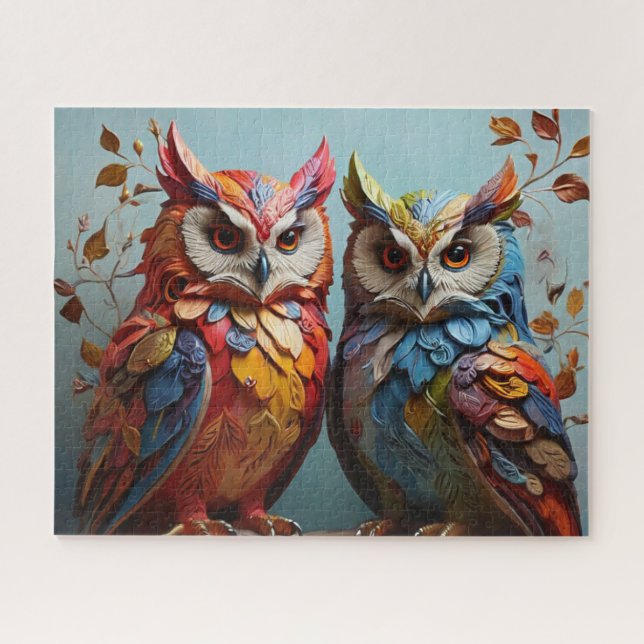 Zwei farbenfrohe Owels Puzzle (Horizontal)