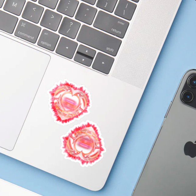 Zwei farbenfrohe, pulsierende Herz-Custom-Schnitt Aufkleber (Von Creator hochgeladen)