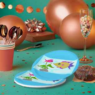 Zwei farbige Fische Pappteller