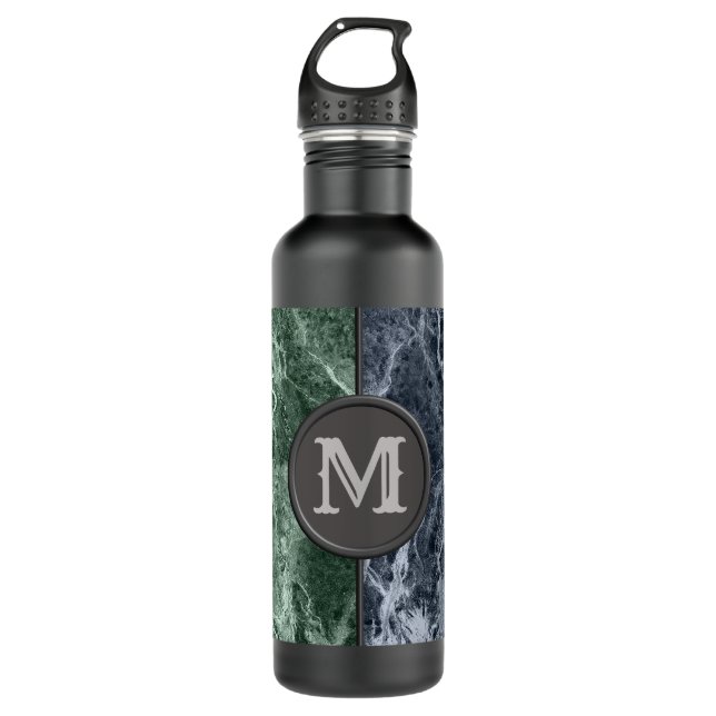 Zwei farbige Marmor-Monogramm - Wählen Sie Ihre Fa Edelstahlflasche (Vorderseite)