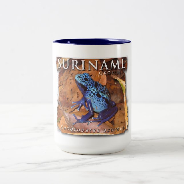 Zwei FarbTasse mit blauem Frosch Zweifarbige Tasse (Mittel)