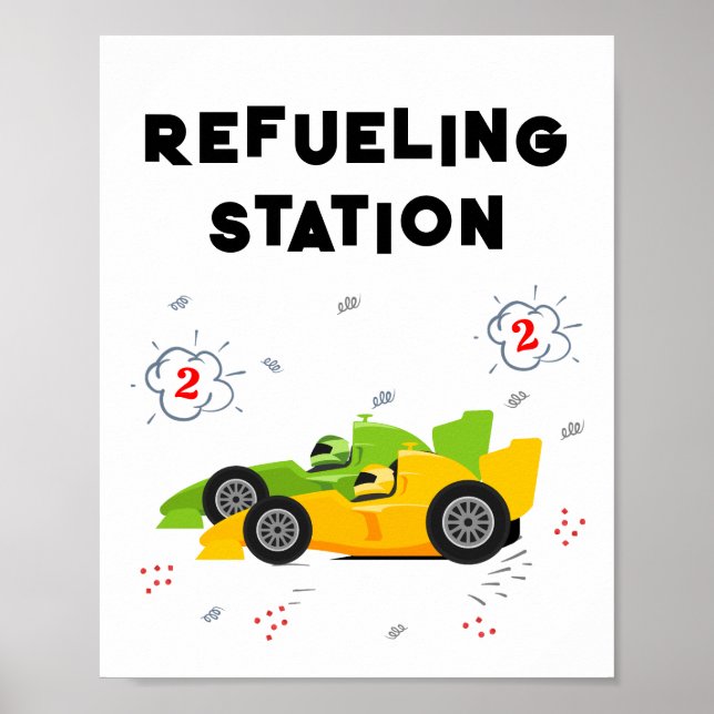 Zwei Fast-2. Geburtstag-Tanktafel-Zeichen Poster (Vorne)