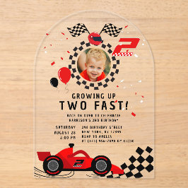 Zwei Fast-2. Geburtstagskinder Niedlich Red Racing Acryleinladungen