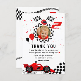 Zwei Fast-2. Geburtstagskinder Niedlich Red Racing Dankeskarte
