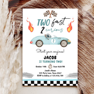 Zwei Fast 2 Party Race Car 2. Geburtstag Einladung