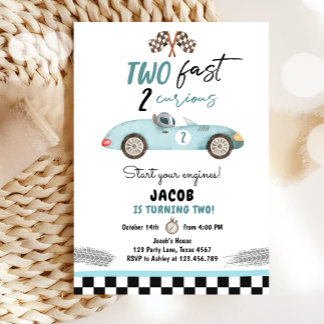 Zwei Fast 2 Party Race Car 2. Geburtstag Einladung