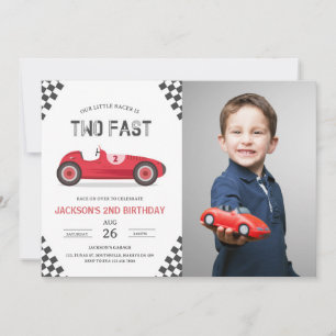 Zwei Fast 2 Party Race Car 2. Geburtstag Inv. Einladung