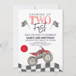 Zwei Fast Birthday Dirt Bike Thema Einladung. Einladung